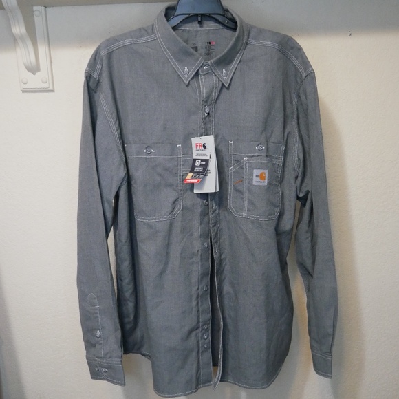 BNWT FLAME-RESISTANT CARHARTT LOOSE FIT LONG-SLEEVE BUTTON-FRONT SHIRT SIZE L - Picture 2 of 13